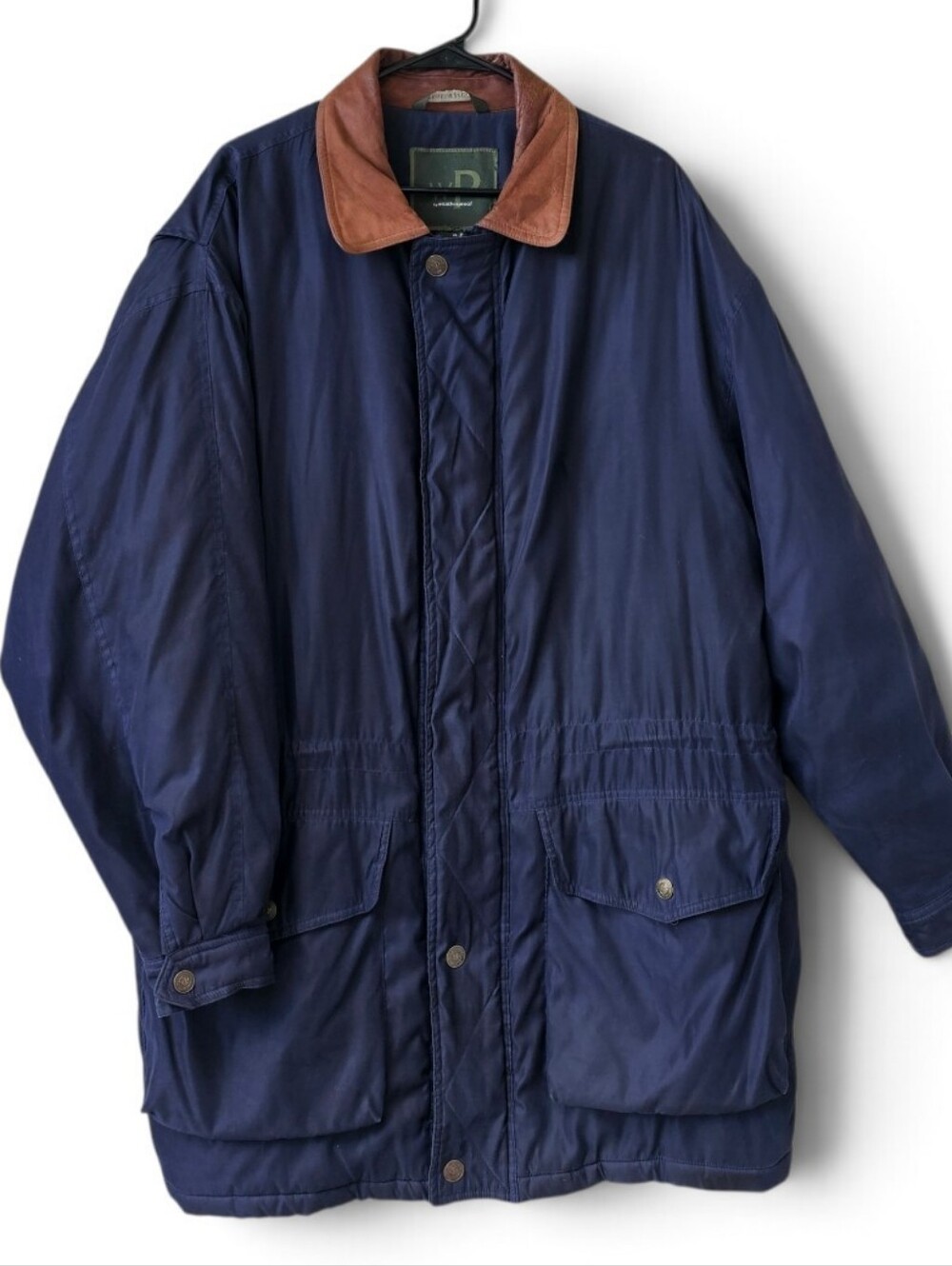 Weatherproof Vintage Insulated Field Jacket Barn Coat Leather Collar Size XL